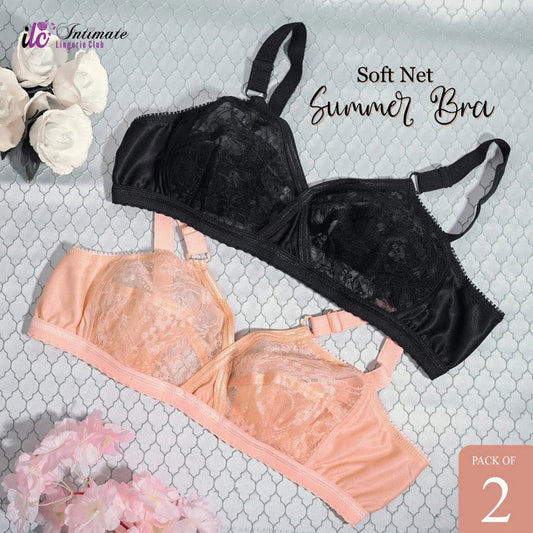 Transparent Cotton Bras โ Pack of 2 | Non-Padded, Non-Wired, Full Net Design